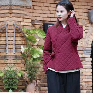 复古斜襟棉衣冬装女国风元素秋装上衣 中国风棉袄 女装外套棉服