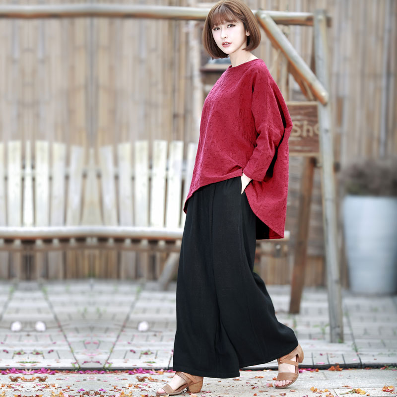 大码棉麻套装两件套2023年新款女洋气 胖妹妹显瘦遮肉亚麻阔腿裤