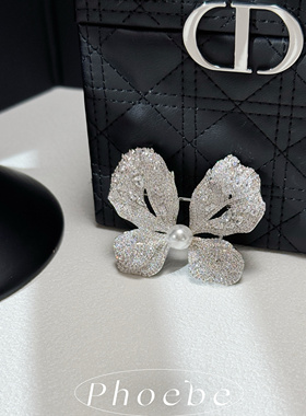 【浮光蝶梦】爆闪蝴蝶胸针 高级气质 精工满嵌人造澳白珍珠胸针