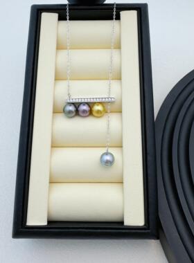 大溪地混彩珍珠项链人造珍珠S925