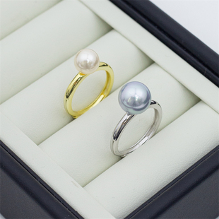 【简约主义】人造akoya粉光/真多麻 开口可调 珍珠戒指