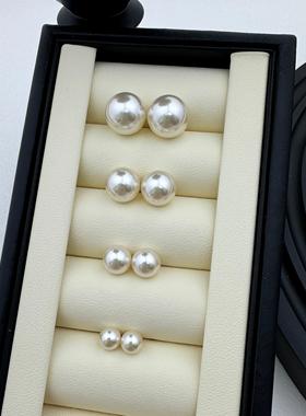 【极光粉Akoya】S925银针人造日本海水Akoya 珍珠耳钉 隐形耳夹