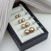 耳夹 耳饰 可可棕 珍珠耳钉 高级咖色之美 人造大溪地