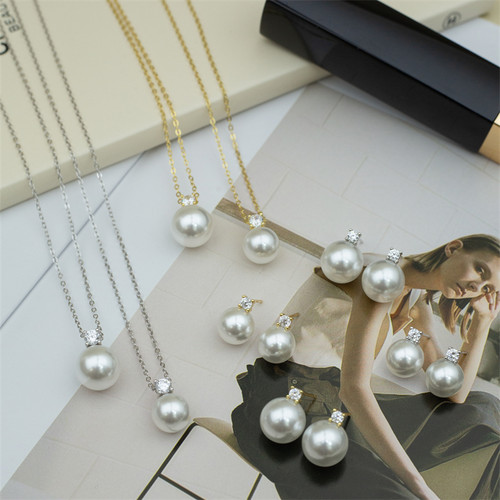 【澳白经典戴妃】s925 人造仿冷光澳白珍珠 耳钉/耳饰/吊坠链套件