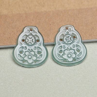 天然翡翠葫芦耳坠项链DIY饰品