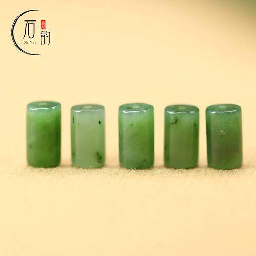 碧玉和田玉约6*10mm菠菜绿桶珠