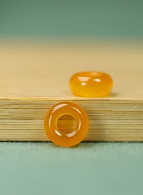 天然黄龙玉黄色小算盘珠10*5mm大孔径4mmDIY手链手串项链饰品C232