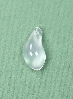 天然翡翠水沫玉冰透白色雕刻花瓣吊坠立体水晶DIY饰品耳坠吊坠Y22