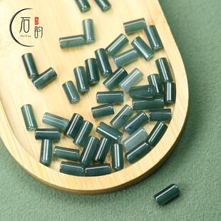 天然蓝水翡翠深色长管珠手作DIY包挂配饰挂链手链配珠钥匙链J195