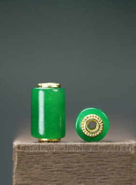 天然干青翡翠阳绿桶珠8*13mm路路通DIY玉石饰品配件A177