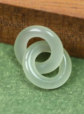 天然和田玉环环相扣圆环12mm平安环吊坠DIY配件吊饰项链手串Y109