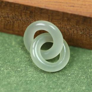 天然和田玉环环相扣圆环12mm平安环吊坠DIY配件吊饰项链手串Y109