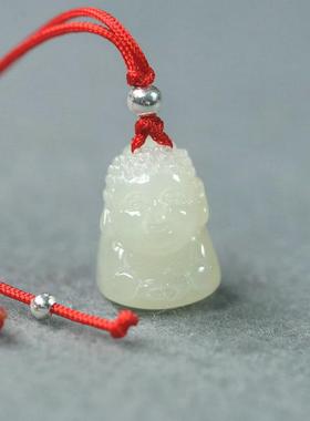 收藏级天然白玉红绳宝宝佛玉吊坠
