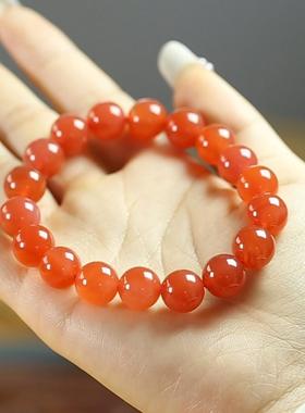 天然樱红玛瑙11mm圆珠单圈手链