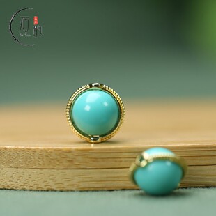 天然绿松石13*10mm圆珠地球仪手工DIY小配饰挂件手链手串饰品B36