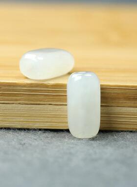 两颗价。天然和田玉长条随型白玉籽桶珠散珠子DIY配饰手串项链Y63