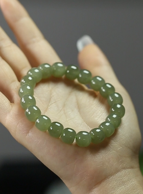 天然和田玉深晴水色老型珠桶珠