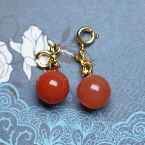 天然安红玛瑙DIY吊饰搭配圆球