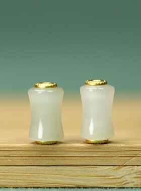 天然和田玉青白色竹节桶珠7.5*13mm孔2mmDIY手链手串项链国风J164