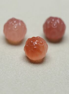 天然冰漂樱桃南红玛瑙莲花珠配件挂件手串手链项链J183