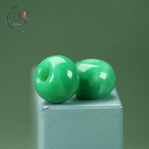 干青翡翠玉石大号珠19*14mm孔6mm