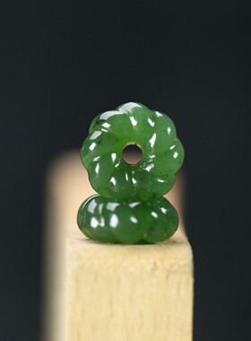 碧玉原矿菠菜绿麻花圆环转运珠