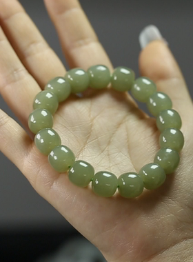 收藏级天然和田玉晴水色手链