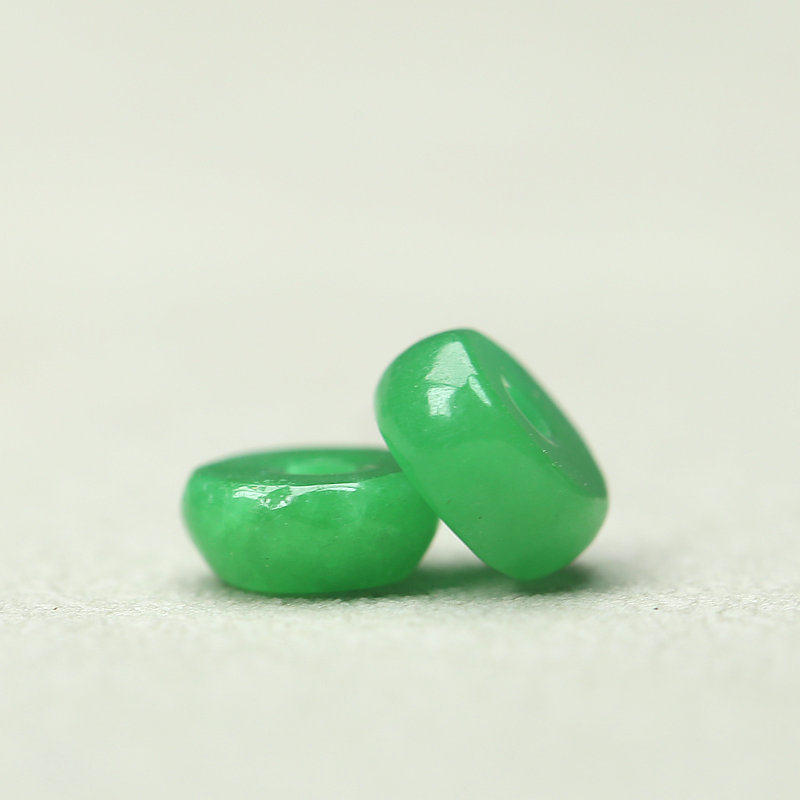 天然翡翠干青算盘6mm隔片菠菜绿平安扣隔珠耳环项链挂件配饰B121