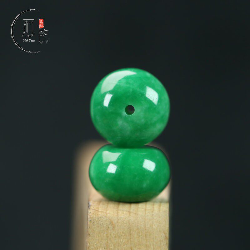 天然干青翡翠大算盘珠路路通散珠图片