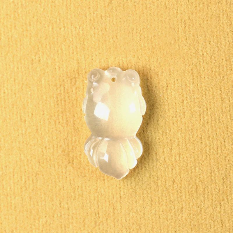 天然翡翠水沫玉冰透白色小金鱼吊坠DIY饰品配件玉耳坠吊坠挂件Y21