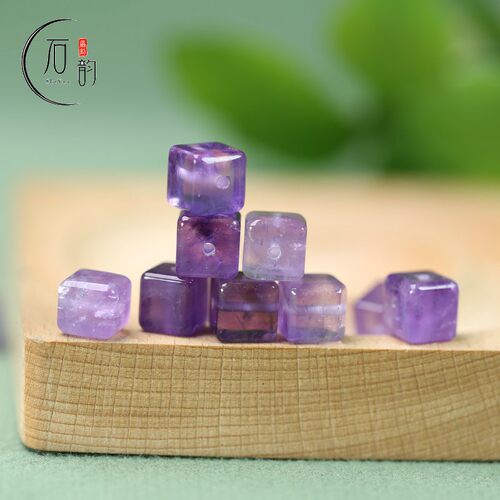 天然水晶紫色方糖块8*8mm