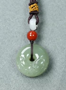 天然和田玉花开富贵平安扣玉吊坠