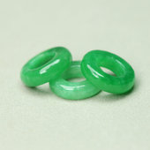 天然翡翠干青绿圆环13mm甜甜圈散珠玉环DIY发簪发饰玉石配饰B128