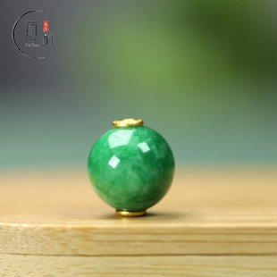 天然干青翡翠圆珠14*15mm大孔道2mmDIY手链手串项链饰品配件A197