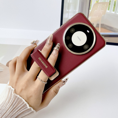 华为Mate60Pro手机壳新款镜头全包防摔磨砂超薄Mate60电镀素皮保护套网红时尚ins风腕带支架创意男女款外壳十