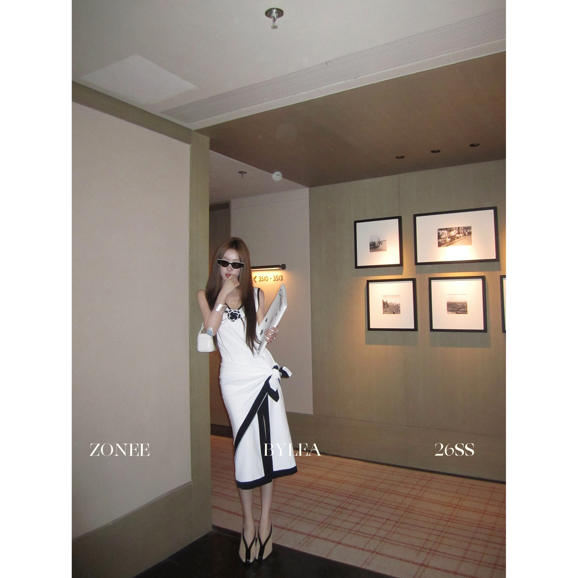 ZONEE/LEA宋亦雯 vogue in 80s 法式小香V领丝巾上衣半身裙套装女