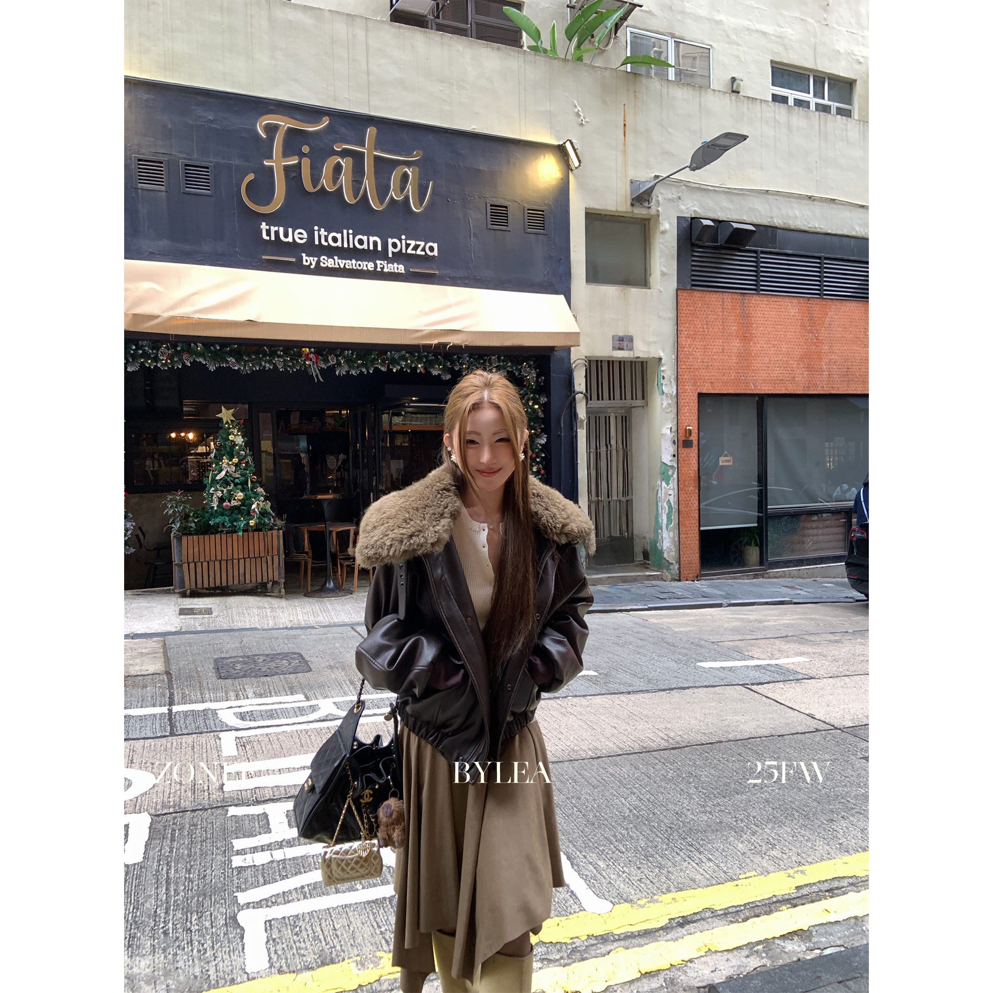 ZONEE/LEA宋亦雯PU皮羽绒服外套