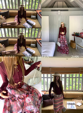 ZONEE/LEA宋亦雯 烟熏波尔多 法式90天丝荷叶袖木耳边开衫上衣女
