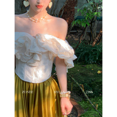 Lea宋亦雯 仙女上衣 浪漫度假感立体花瓣肌理感修身 白雪公主 法式