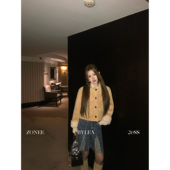 ZONEE 羊羔毛翻领外套女 麂皮内里绒感短款 LEA宋亦雯 古早感街头