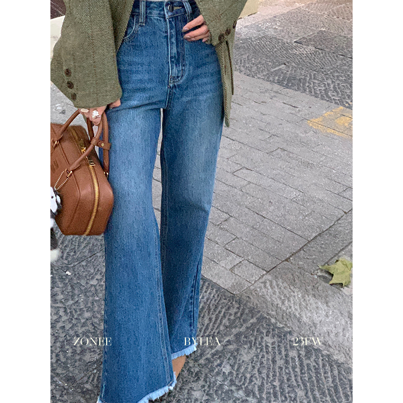 牛仔裤2023年秋季直筒阔腿