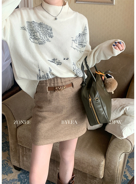 ZONEE x Lea宋亦雯 时髦入冬原创设计法式双色针织绒内里弹力半裙