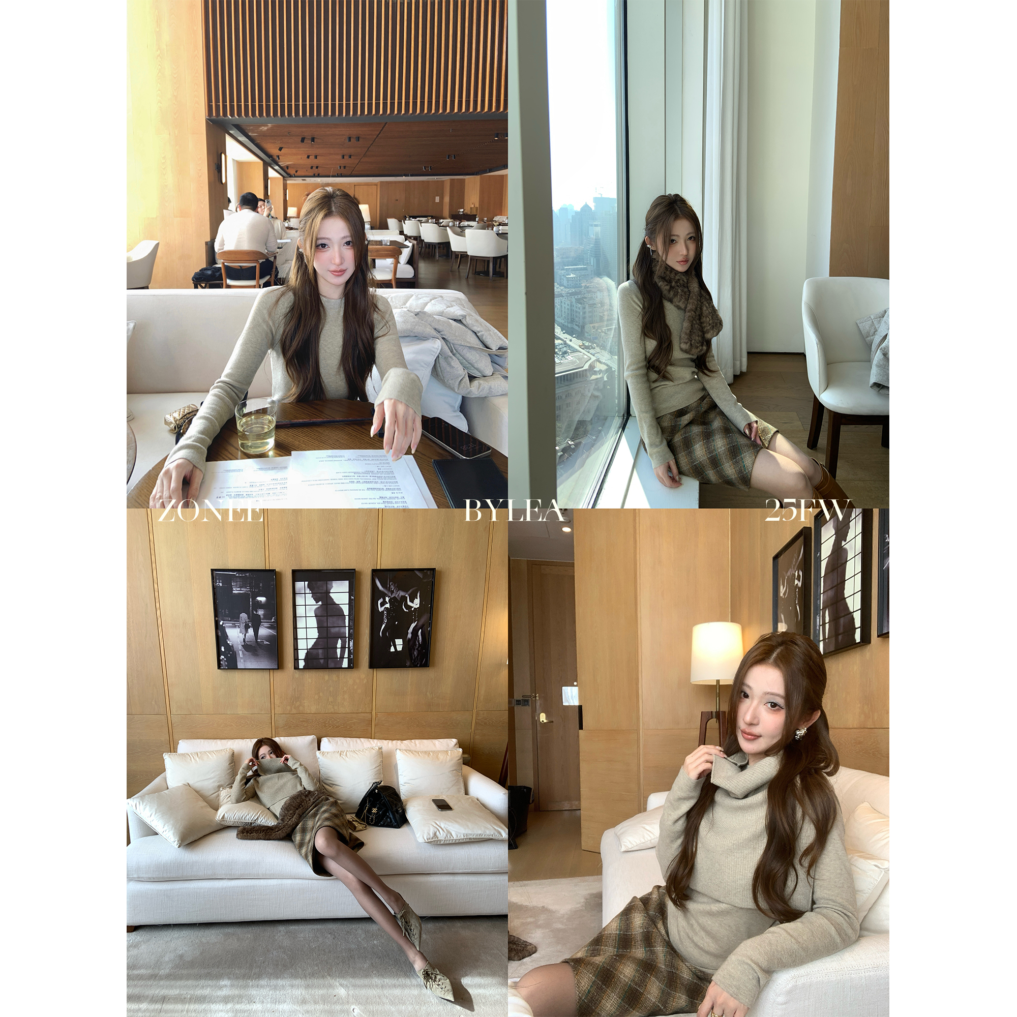 ZONEE/LEA宋亦雯披肩毛衣套装