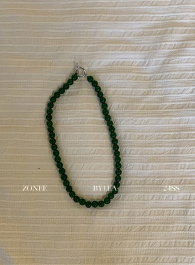 ZONEE 高贵时髦轻松拿捏！天然墨绿色珠珠项链