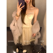 ZONEE 蕾丝拼接网纱吊带内力加绒半裙套装 LEA宋亦雯 大都会美人