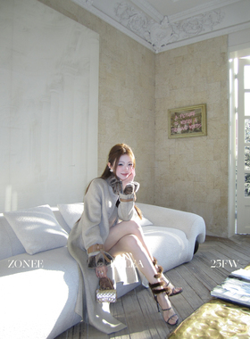 ZONEE/LEA宋亦雯 伦敦圣诞雪夜 羊毛羊绒濑兔毛大衣长款毛呢外套