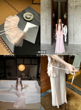 ZONEE/LEA宋亦雯 Camille的春天 法式雪纺凉感直筒休闲阔腿裤女