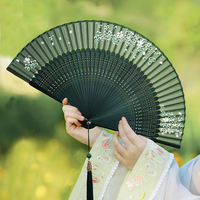 New Chinese-style cheongsam folding fan, Chinese-style women's fan, gradient color Hanfu fan, summer portable folding ancient-style small fan thumbnail 4