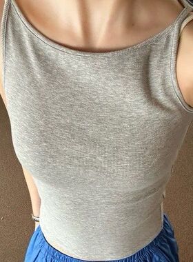 夏季新款灰色内搭小吊带背心外穿紧身纯欲白色美背显瘦打底上衣