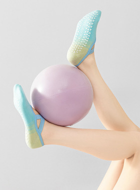 渐变瑜伽袜专业防滑袜女交叉短筒袜健身运动五指袜中筒普拉提袜子